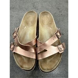 Birkenstock Women's Rose Gold Double Strap Slide Sandals